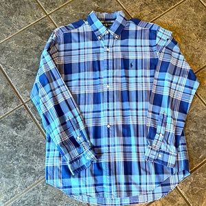 Ralph Lauren blue on blue plaid long sleeve button down